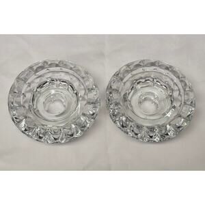 Vintage Pasari Indonesia Glass Candlestick Taper Pillar Candle Holders